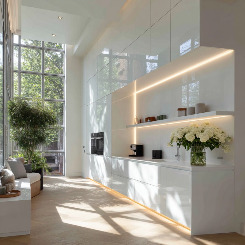 Minimalist Handleless Integrated Kitchen Cabinets